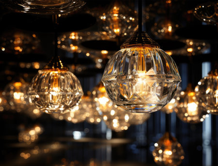 Beautiful chandelier in the interior of the room, close-upの素材