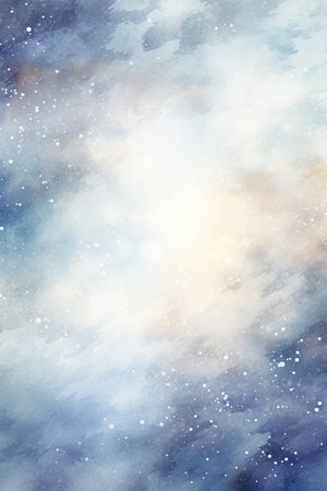 Abstract blue watercolor background with stars and nebula.の素材