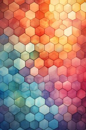 Abstract colorful hexagon background. Geometric polygonal pattern.の素材
