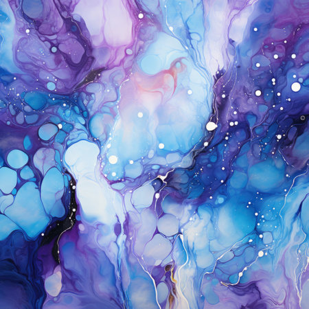 Watercolor abstract hand painted background with Blue, purple and white colors.の素材