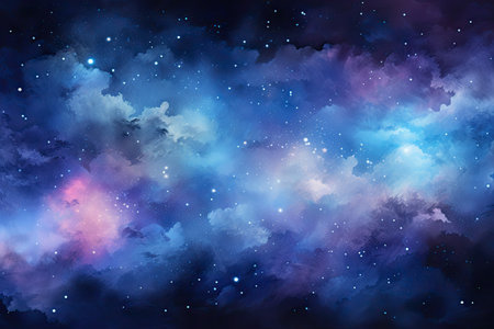 Watercolor Abstract space background with stars and nebula.の素材