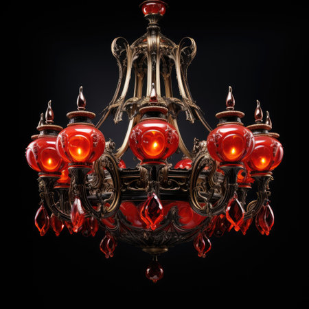 Vintage chandelier isolated on black background.の素材