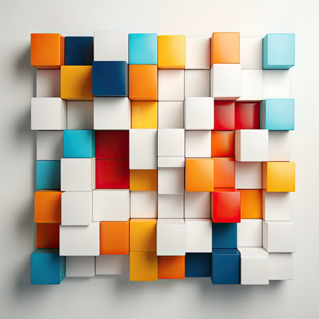 abstract background made of colorful cubes in the form of a squareの素材