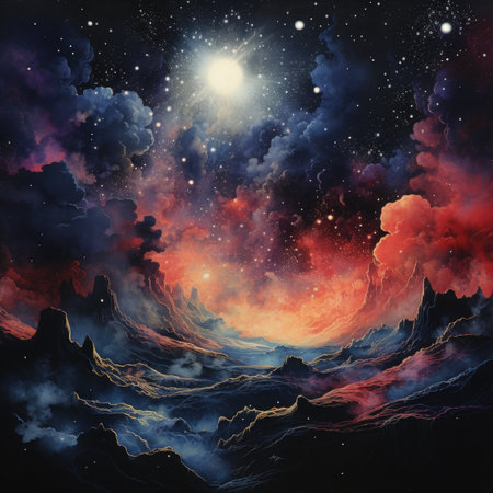 Fantastic space scene with planets, stars and nebula.の素材