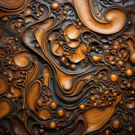 abstract background with swirls and curves in blue and brown colorsの素材