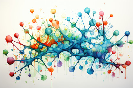 Colorful watercolor splashes on white background.の素材