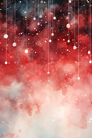Watercolor christmas background with snowflakes and bokeh lightsの素材