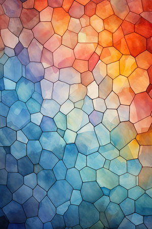 Abstract background with colorful hexagons. Texture of the hexagon.の素材