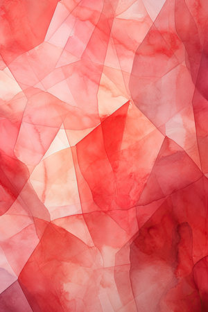 Abstract watercolor background with red and white triangles. Watercolor texture.の素材