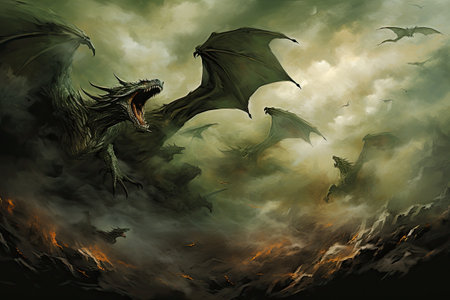 Dragon flying in the sky.の素材