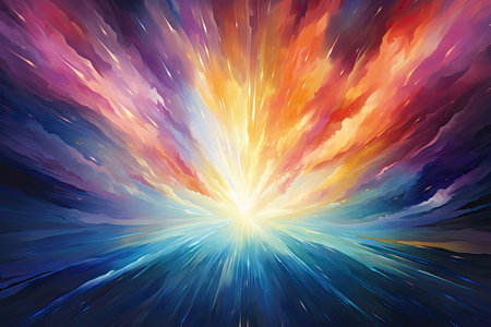 abstract colorful background with rays of light in the centerの素材