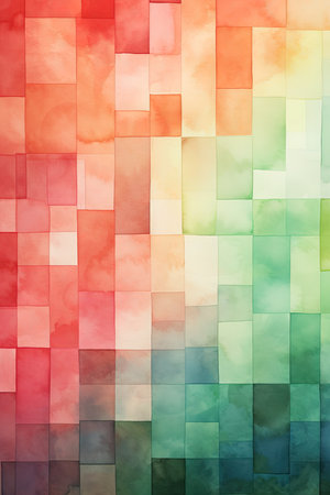 Watercolor abstract background with colorful squares.の素材