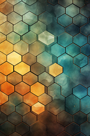 Hexagon abstract background with grunge texture.の素材