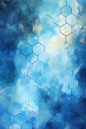 Abstract blue hexagon backgroundの素材