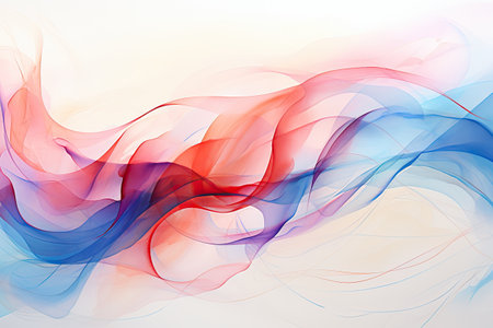 abstract background with blue, red and orange waved lines for brochure or website designの素材
