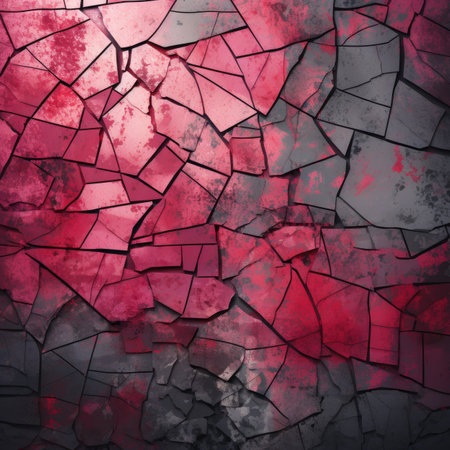 Cracked red and black marble background.の素材