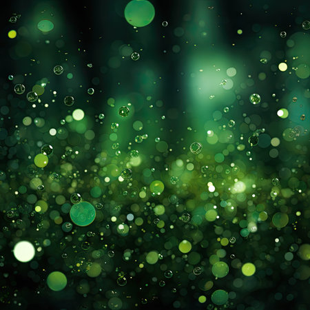 abstract green background with bokeh defocused lights and starsの素材