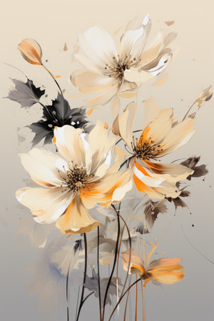 Watercolor Floral bouquet of white and yellow flowersの素材
