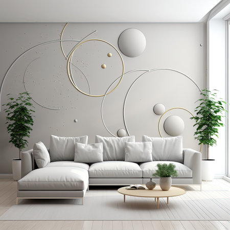 Interior of modern living room with white sofaの素材