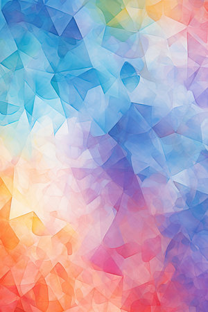 Abstract watercolor background with multicolored triangles.の素材