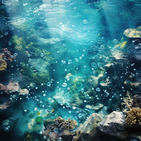 Underwater view of coral reef with bubbles. Underwater world.の素材