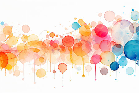 Abstract colorful watercolor background with bubbles and dots.の素材