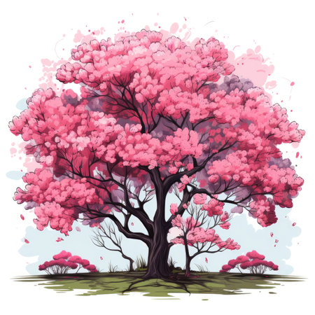 Beautiful pink cherry blossom tree in spring season.の素材