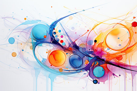 Abstract colorful watercolor paint splashes on white background.の素材