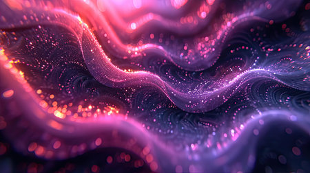 abstract background with glowing particles in empty space. Futuristic shape with depth of field and bokeh.の素材