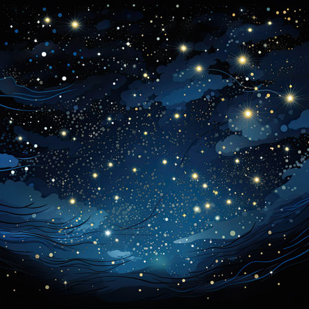 Night sky with stars and clouds.の素材