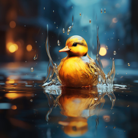 Duck in water with bokeh background.の素材