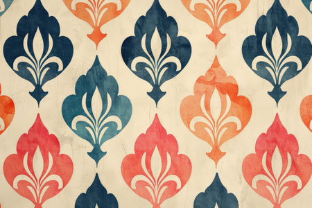 retro floral pattern on old paper texture. vintage floral background.の素材