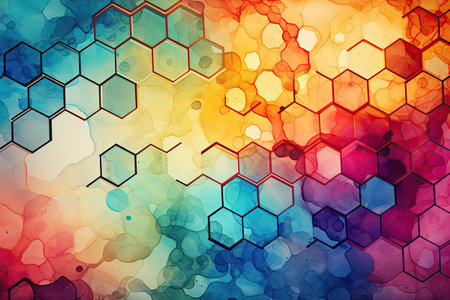 Abstract colorful background with hexagons.の素材