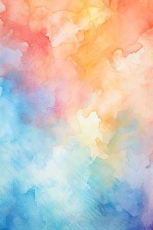Abstract watercolor background. Colorful brush strokes painted on paper.の素材