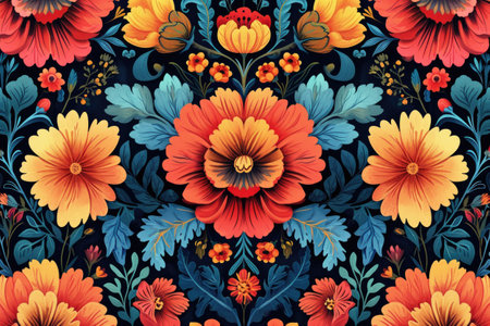 pattern with colorful flowers. Floral background.の素材