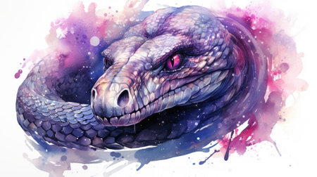 Watercolor fantasy dragon head.の素材