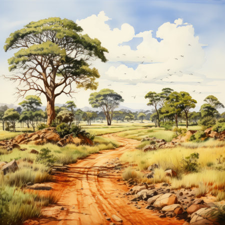 a dirt road through the desertの素材