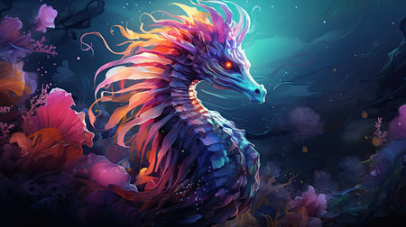 a seahorse in the ocean.の素材