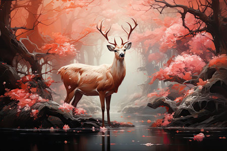 Deer in the forest.の素材