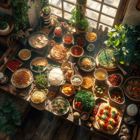 Food Buffet Catering Dining Eating Party Sharing Relaxation Conceptの素材