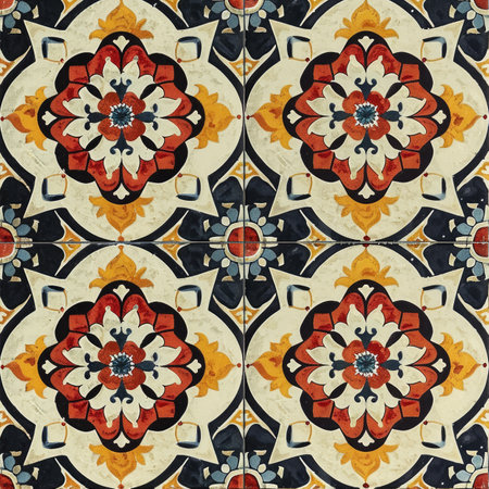 Talavera pattern. Azulejos portugal. Turkish ornament. Moroccan tile mosaic.の素材