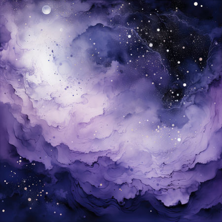 Watercolor galaxy background with stars and nebula.の素材