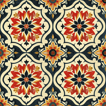 pattern tile illustration in traditional styleの素材