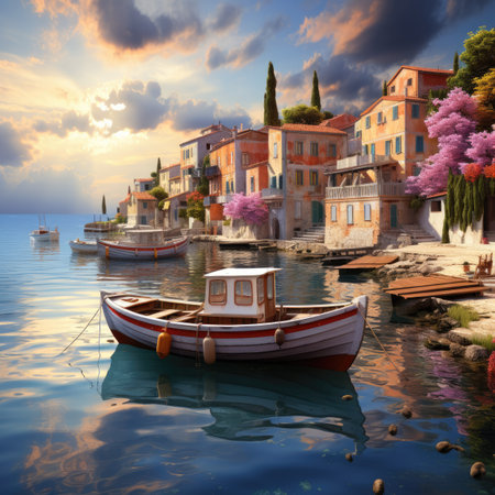 Fishing boats on the Seaの素材