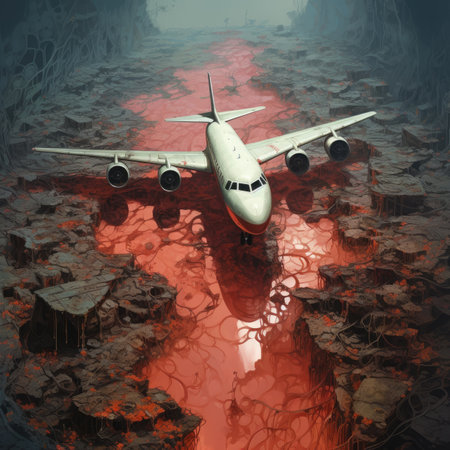 Airplane in the middle of the earth.の素材