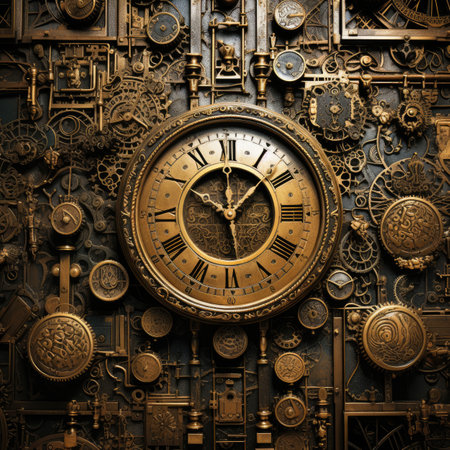 Vintage clock on grunge background. Time concept.の素材