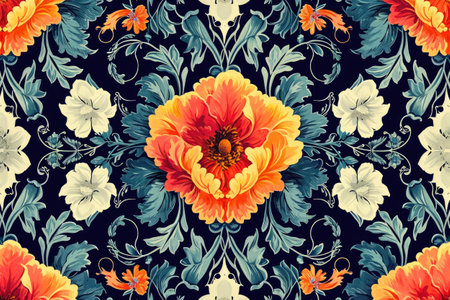 pattern with flowers in vintage style.の素材