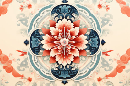 Close up of ornamental floral pattern. Colorful floral pattern.の素材