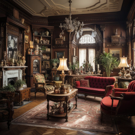 Luxury interior of the living room in an old house.の素材