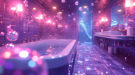 Spa bathtub in the night club. 3d rendering.の素材